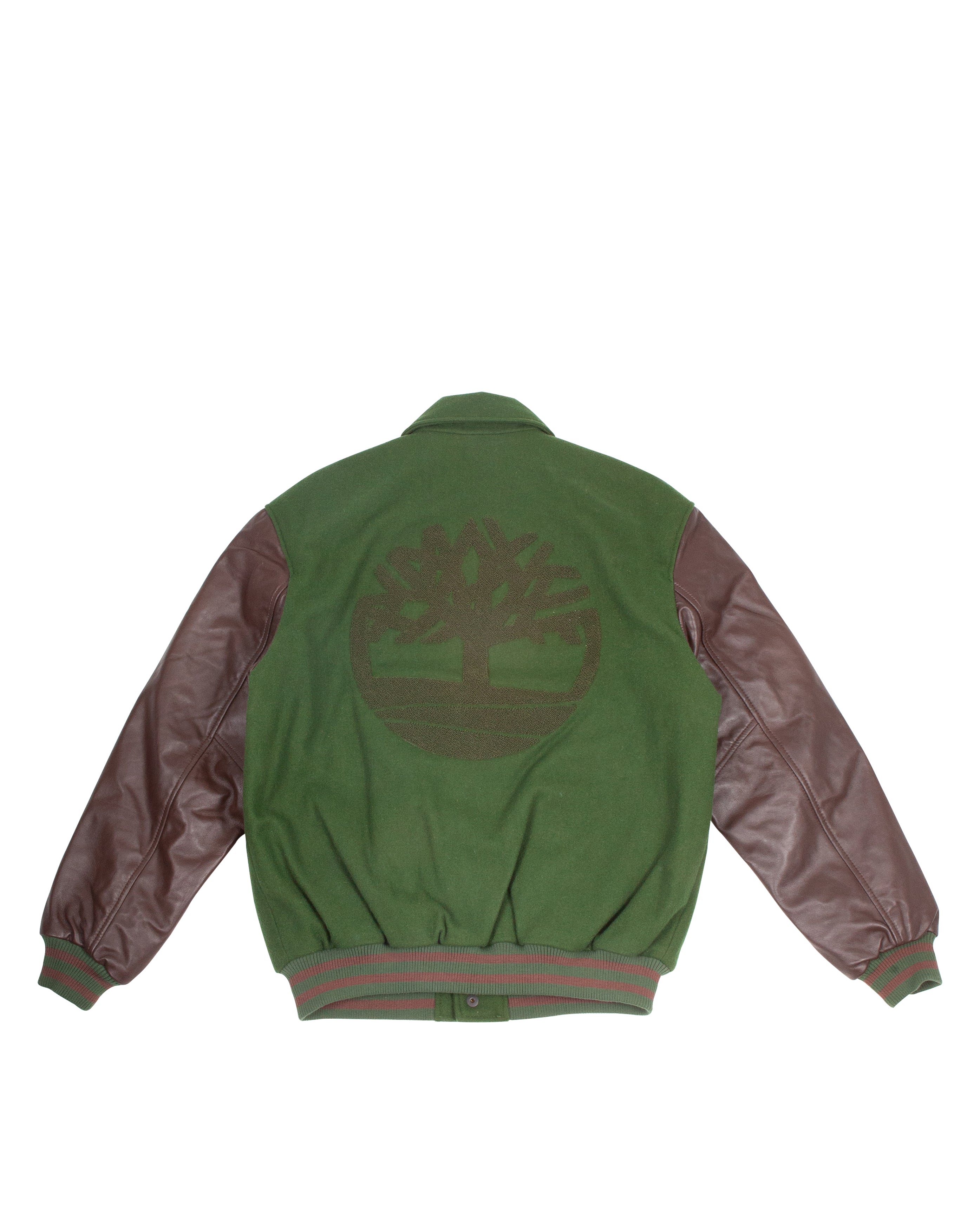 Leather Letterman Jacket Black Forest Green - Starcowparis