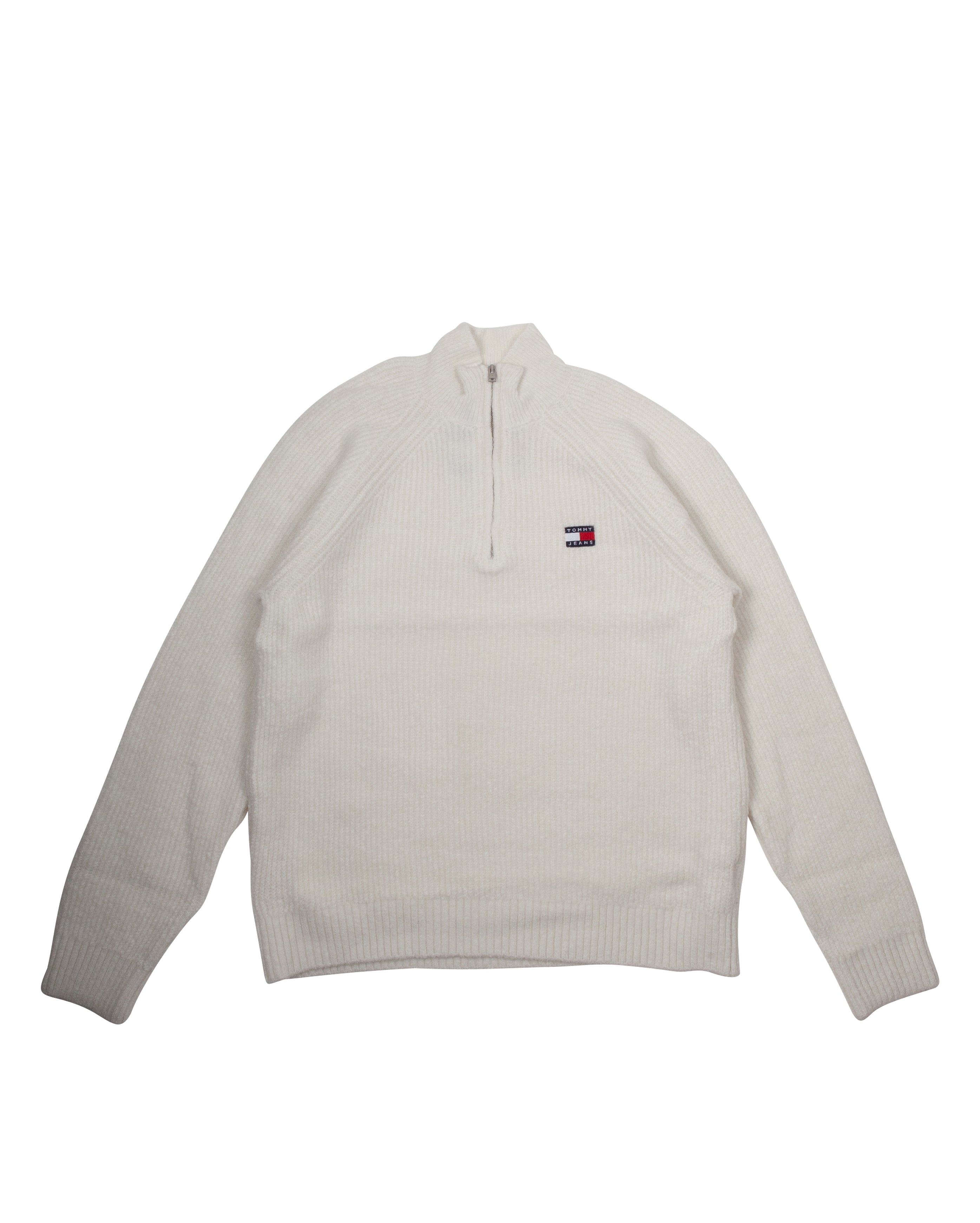 Reg 1/4 ZIP Ragl Sweater White Melange - Starcowparis