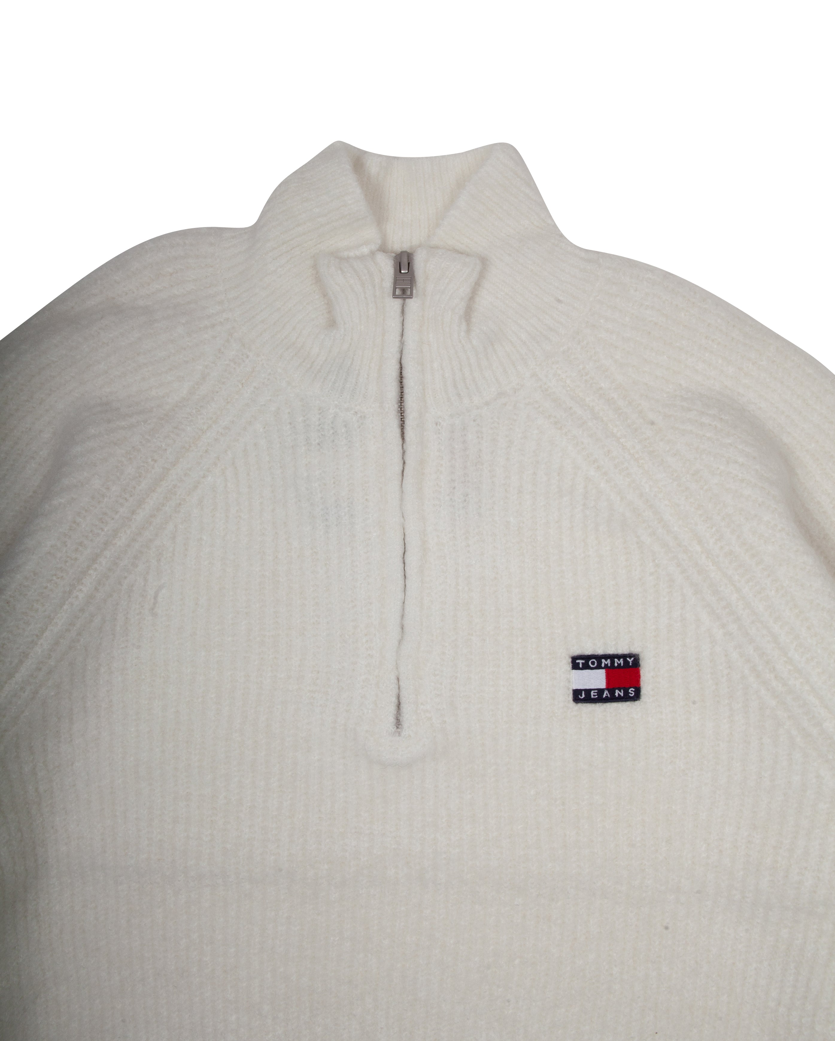 Reg 1/4 ZIP Ragl Sweater White Melange - Starcowparis