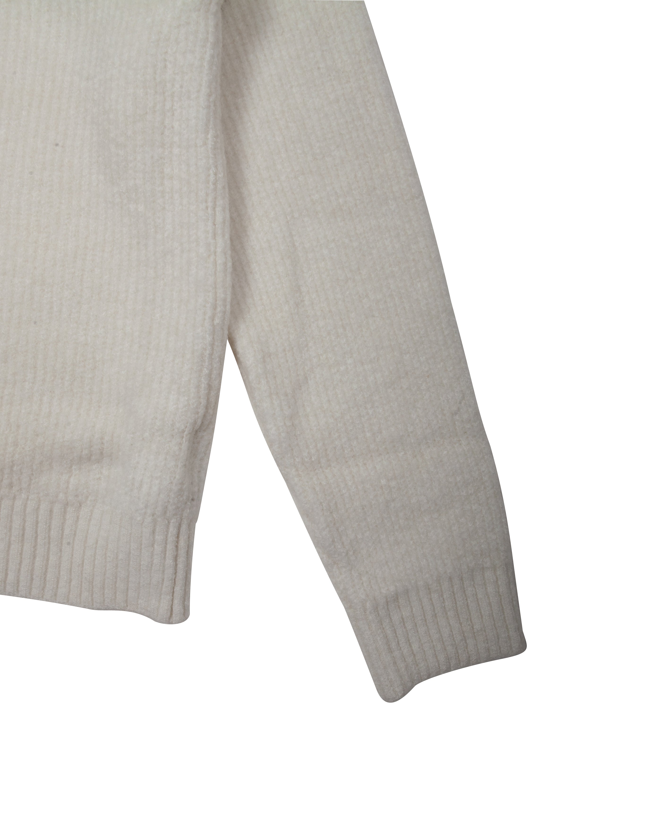 Reg 1/4 ZIP Ragl Sweater White Melange - Starcowparis