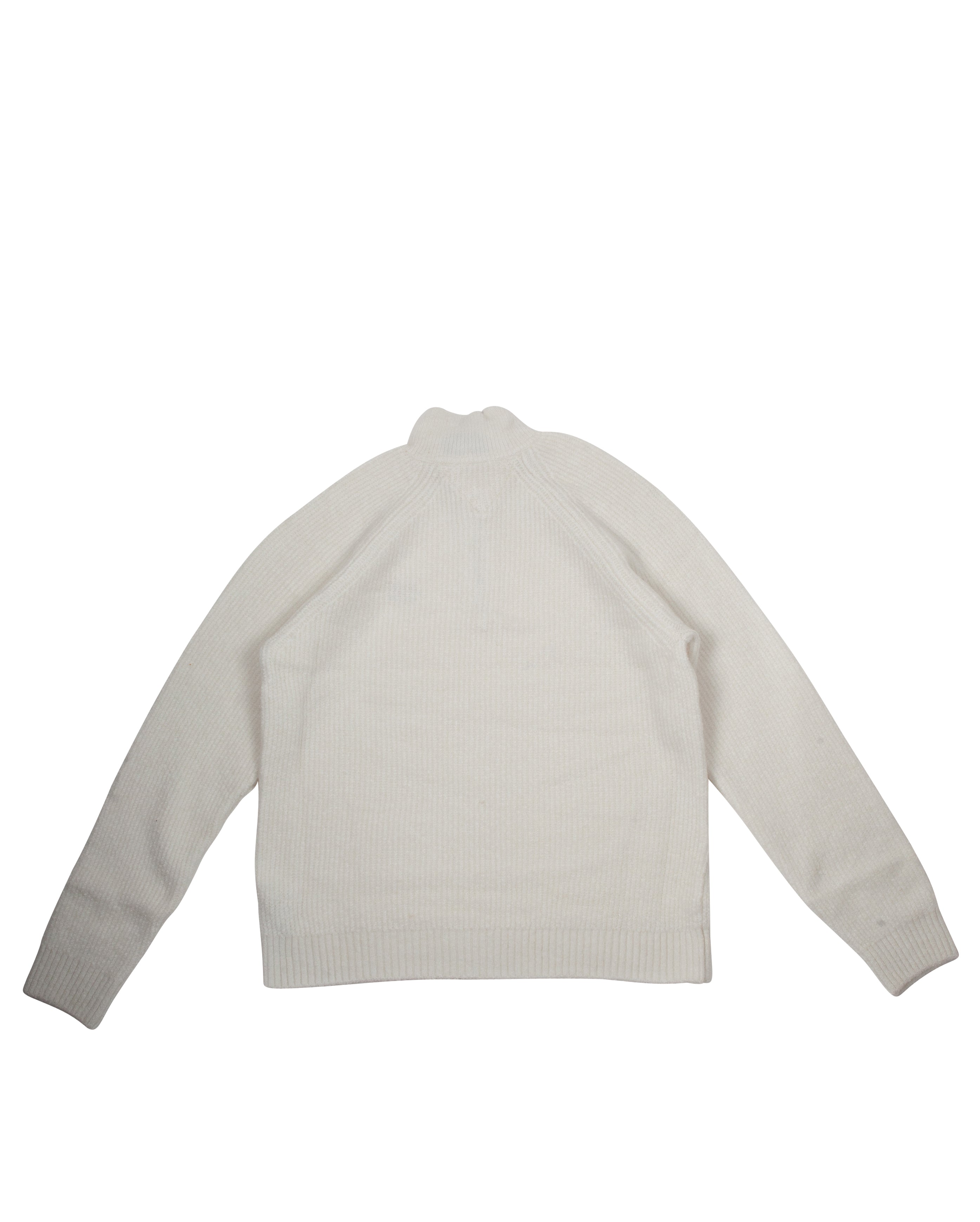 Reg 1/4 ZIP Ragl Sweater White Melange - Starcowparis
