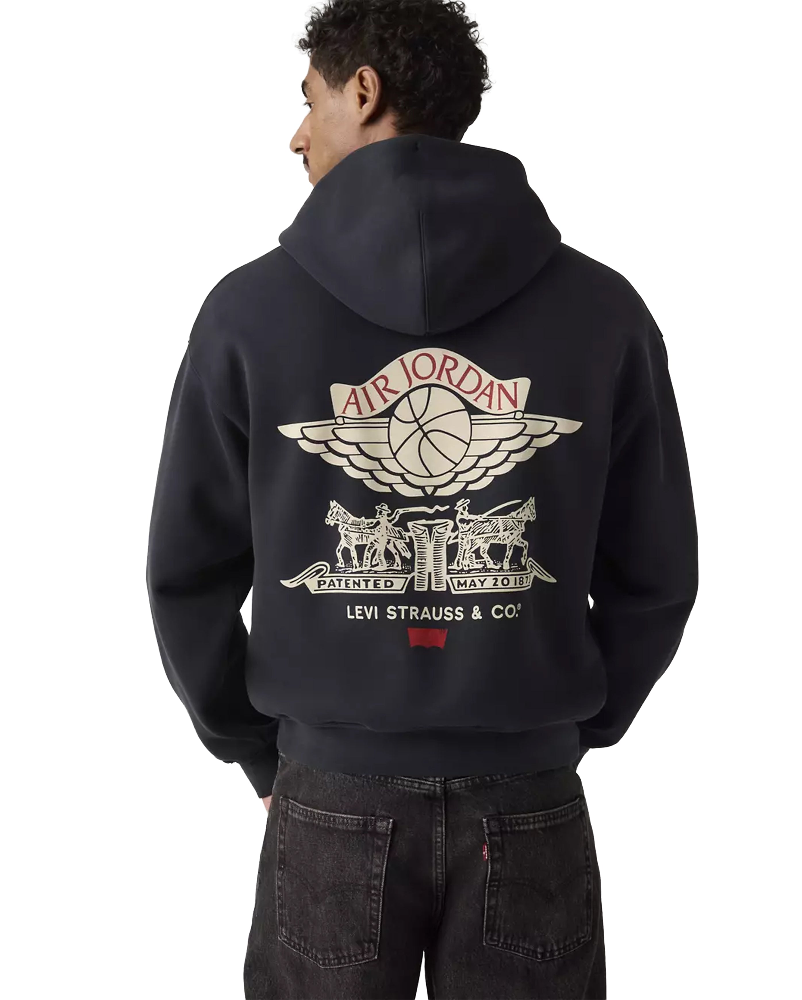 Jordan x Levi's® Full-Zip Hoodie Black/Pale Ivory/Gym Red - Starcowparis - 3