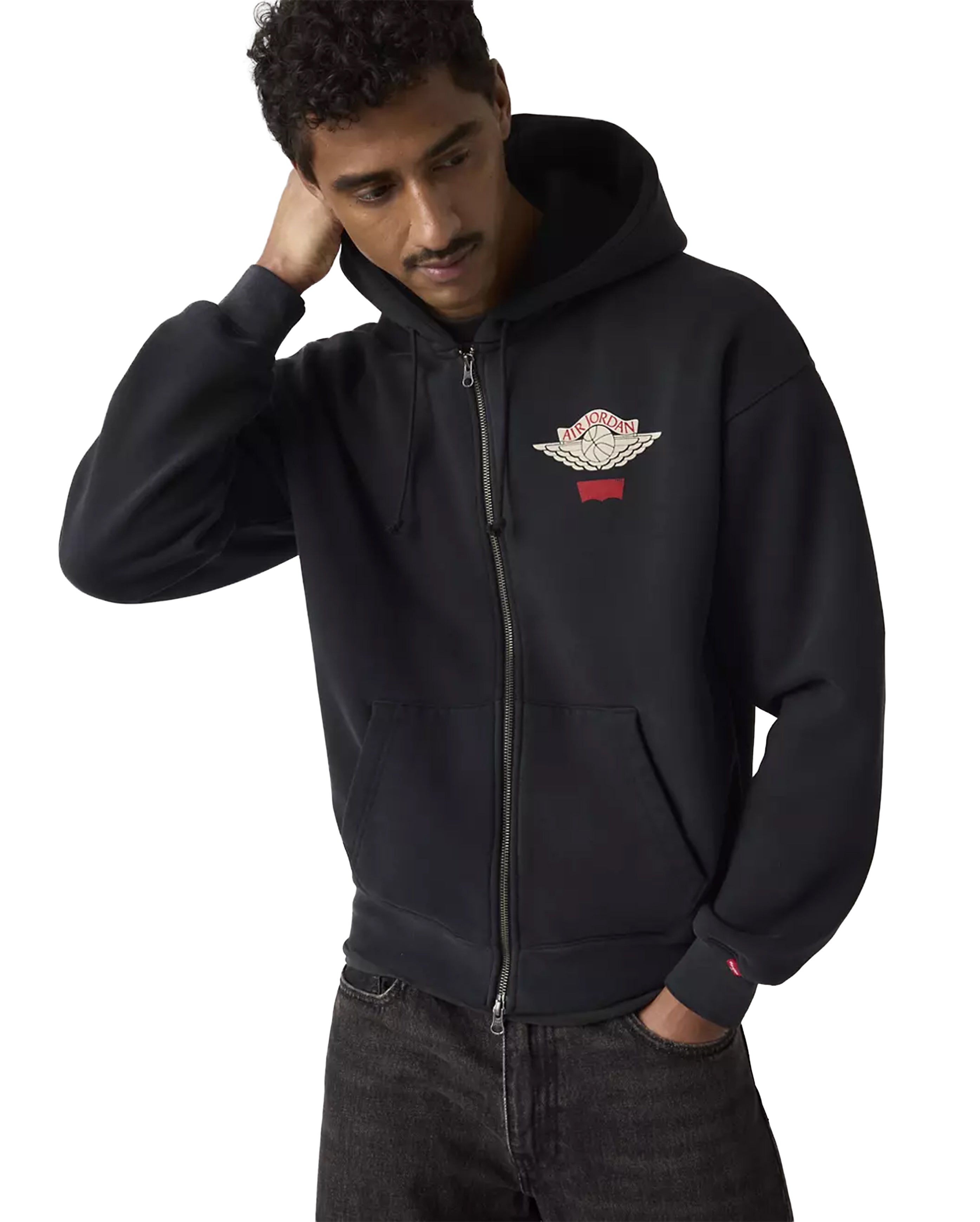 Jordan x Levi's® Full-Zip Hoodie Black/Pale Ivory/Gym Red - Starcowparis - 2