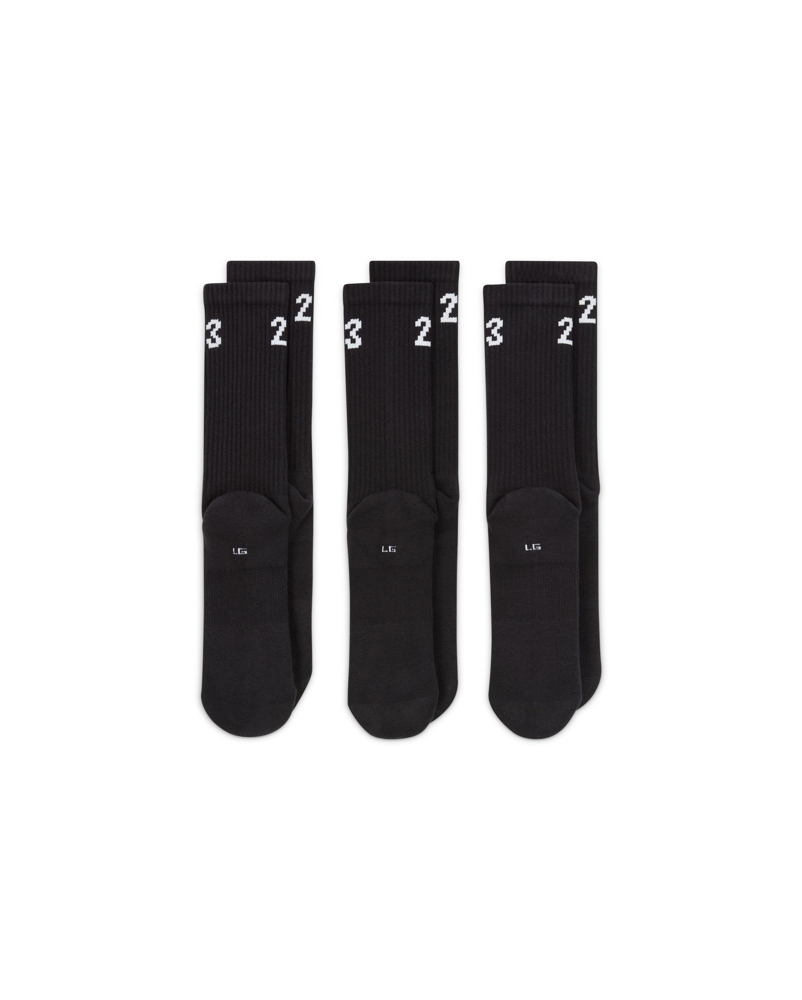Jordan 3 Pack Essential Crew Socks Black - Starcowparis - 2