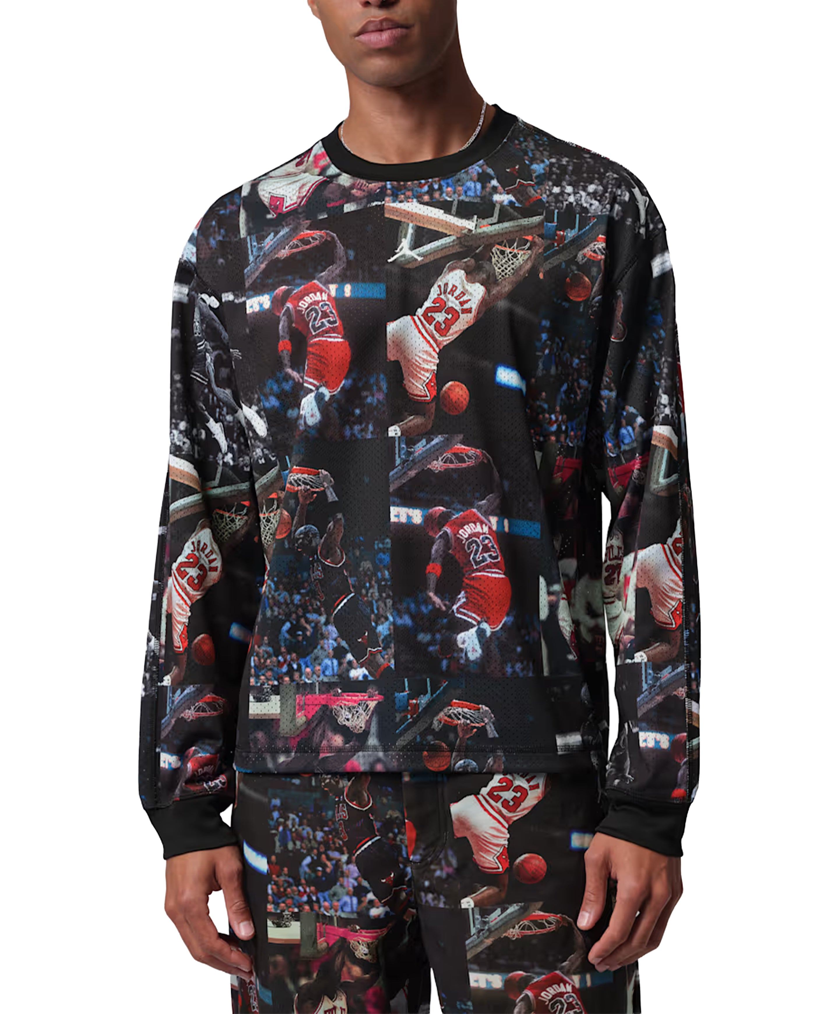 M Jordan Flight Printed Long-Sleeve Jersey Black - Starcowparis - 1