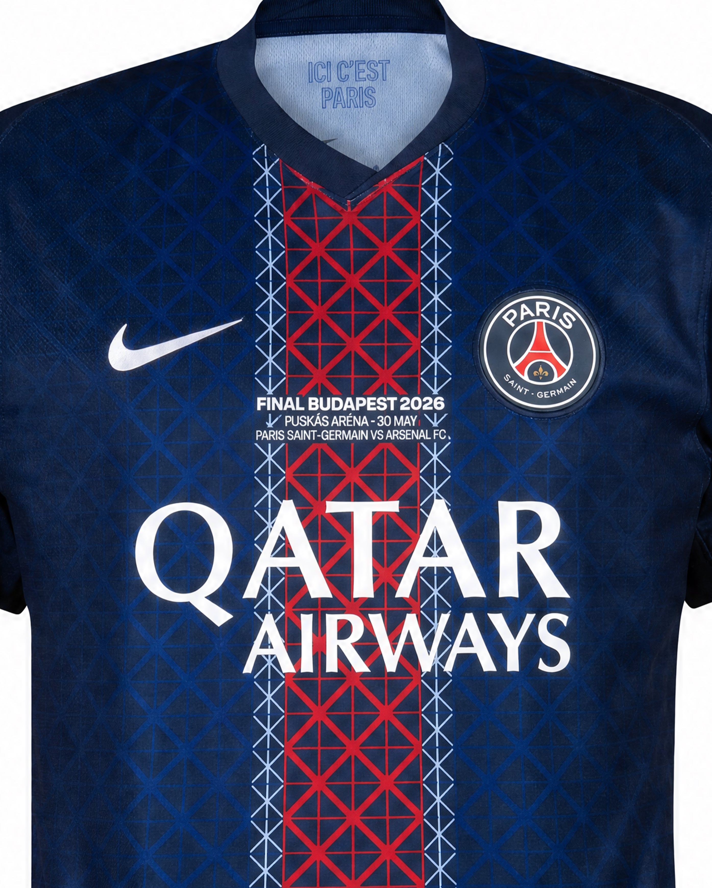 Men PSG 25/26 Stadium Home Jersey Back2Back - Badge Road to Budapest - Starcowparis - 2