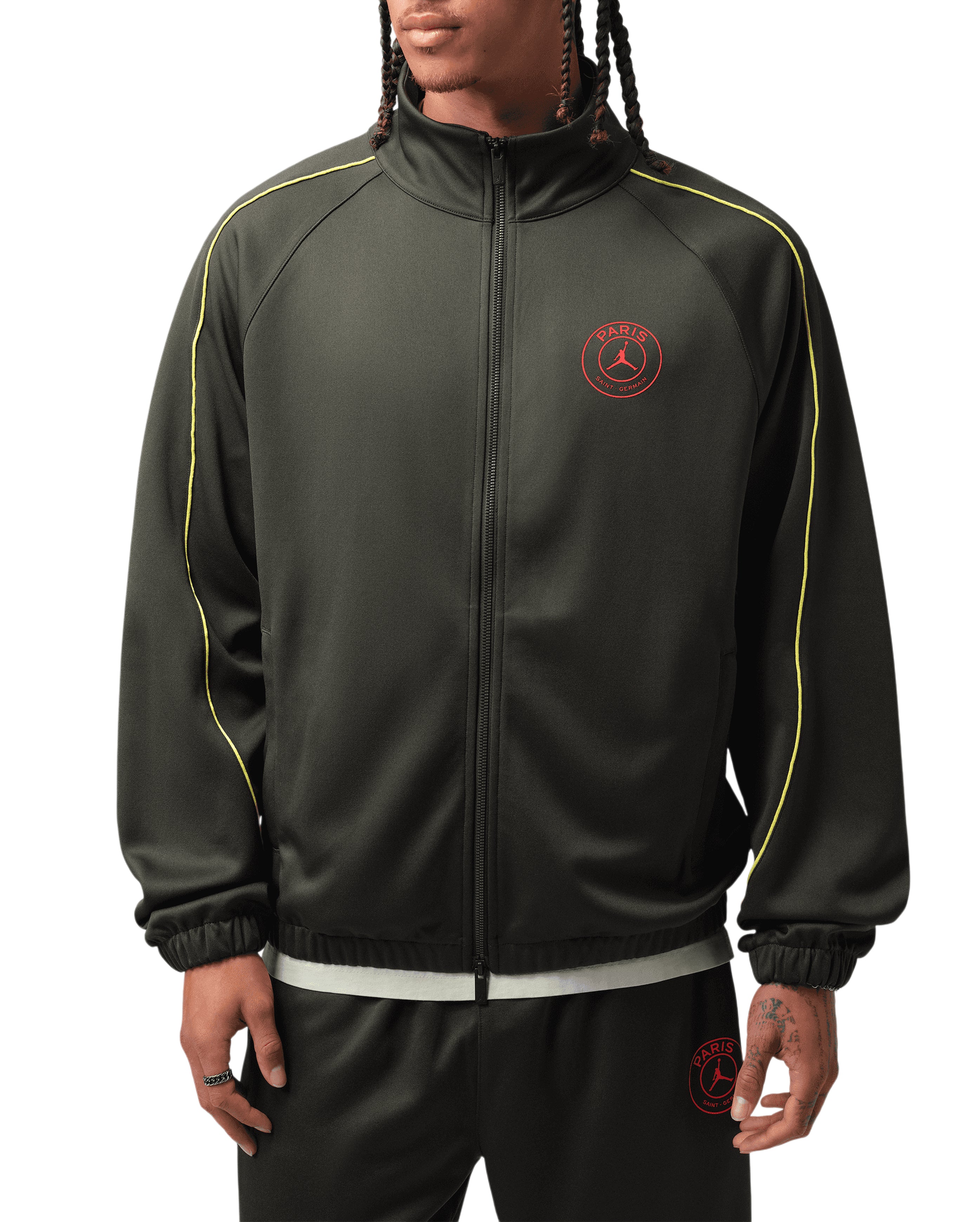Nike PSG Jordan Tricot Jacket Sequoia, porté, Starcow Paris - Starcowparis - 1