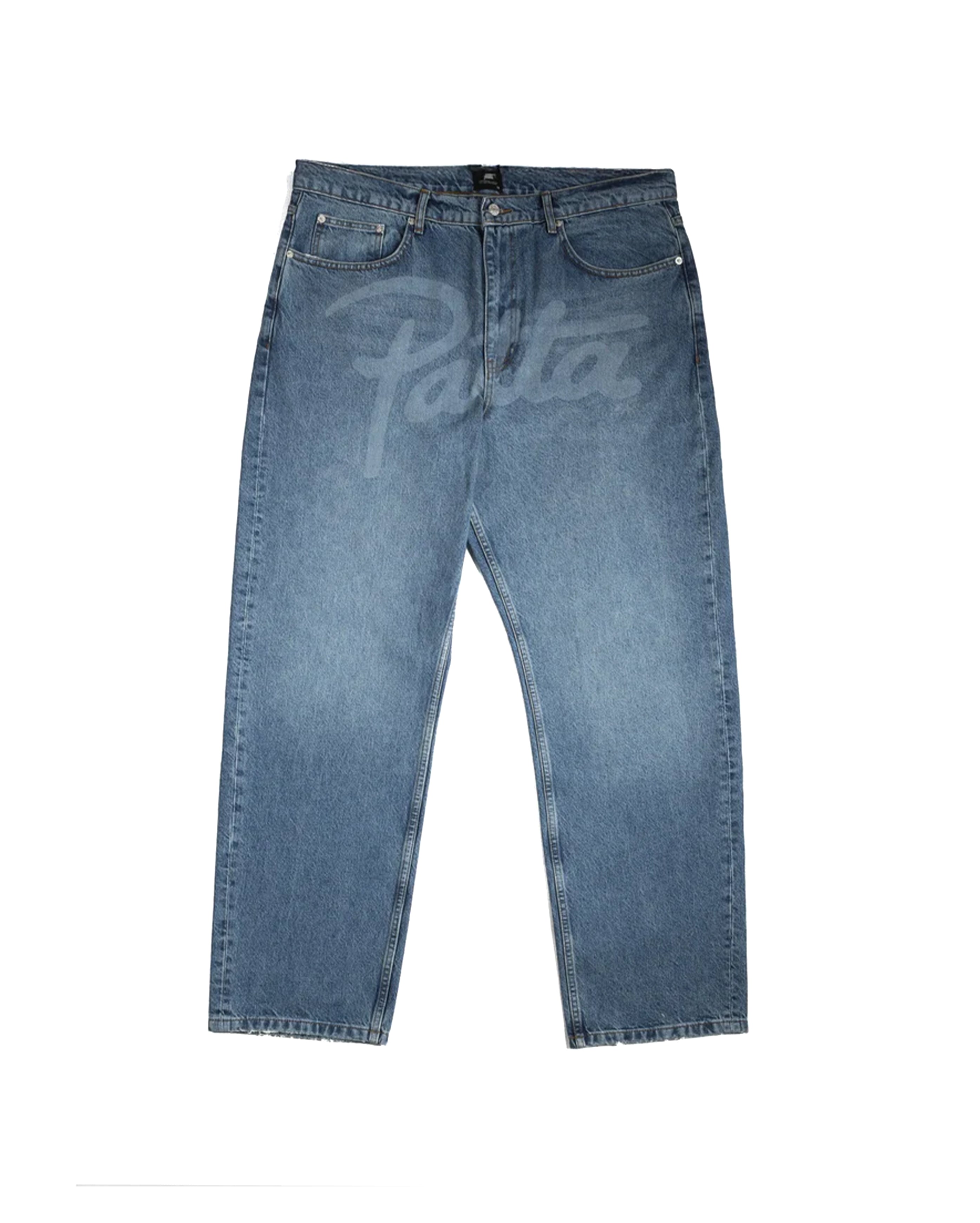 Laserprint Whiskers Denim Pants Light Blue Denim - Starcowparis - 1