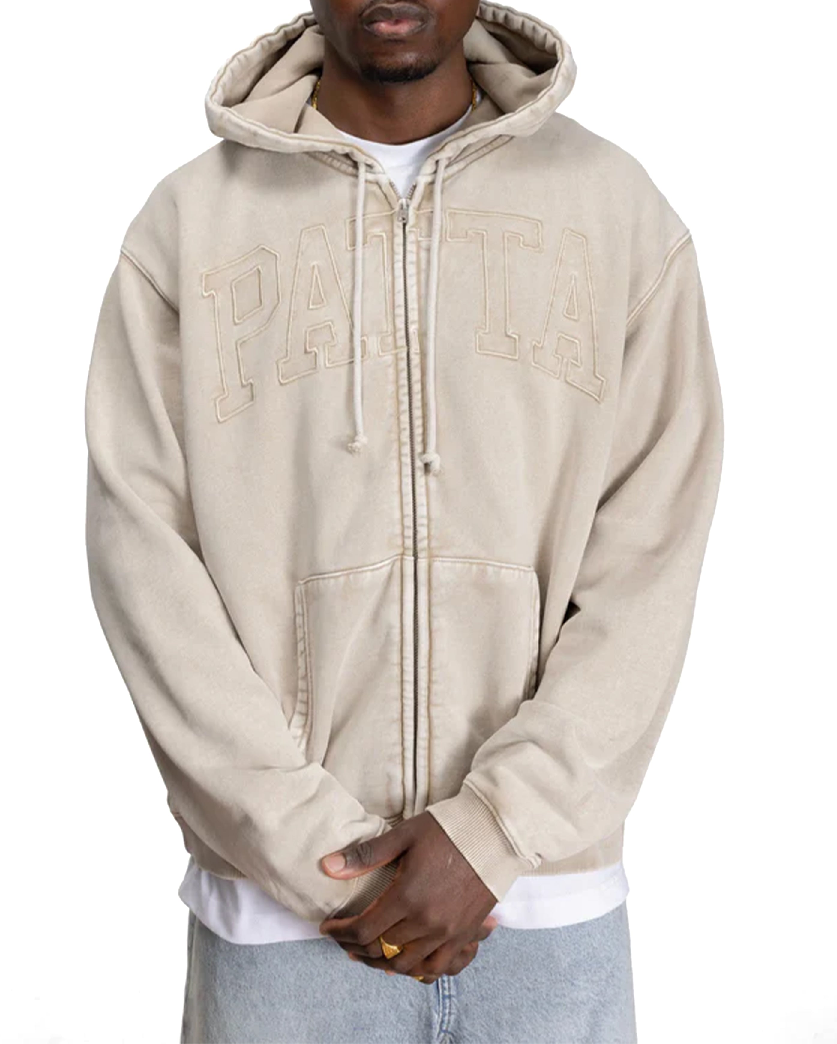 Loopback Logo Zip Hooded Sweater Irish Cream - Starcowparis - 2