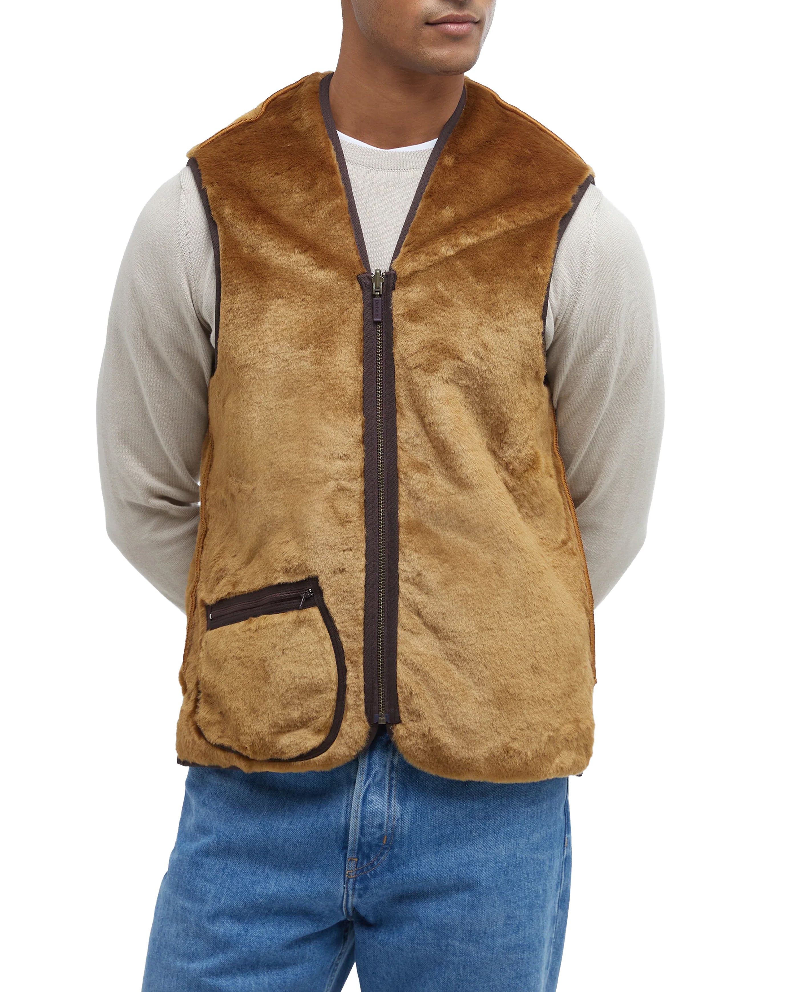 Warm Pile Waistcoat Zip In Liner Brown - Starcowparis - 2
